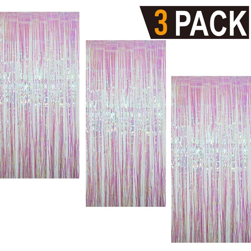 GOER 3.2 ft x 9.8 ft Metallic Tinsel Foil Fringe Curtains Party Photo Backdrop Party Streamers for Birthday,Graduation,New Year Eve Decorations Wedding Decor (3 Packs,Multicolor) - Image 2